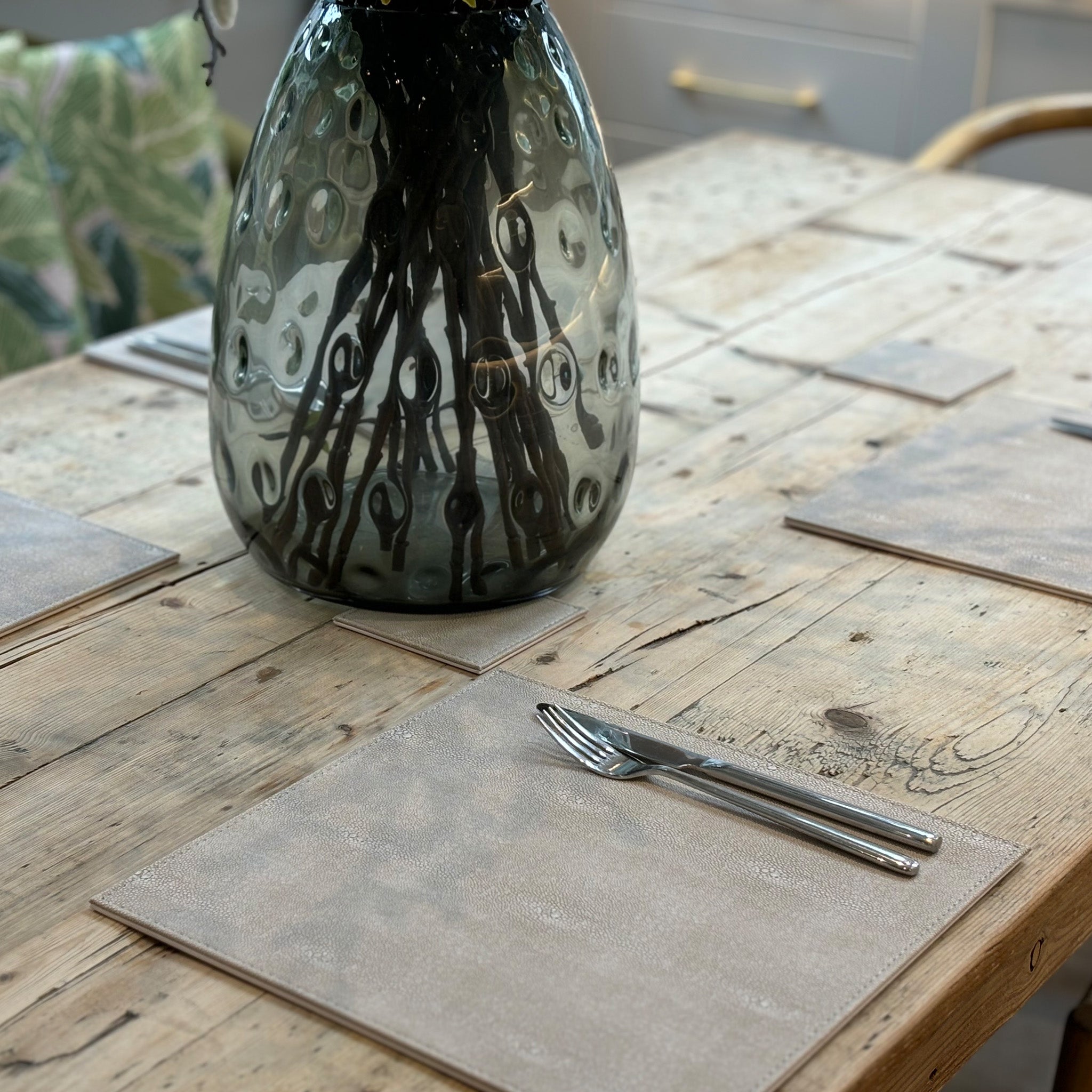 Faux Shagreen Placemats in Chalk - Set of 6